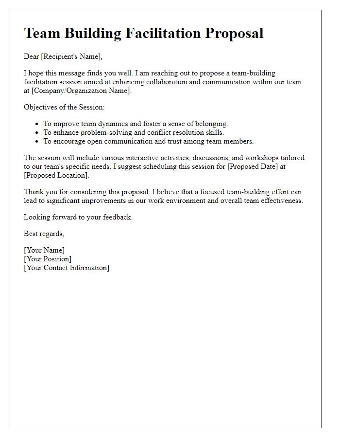 Letter template of effective team-building facilitation