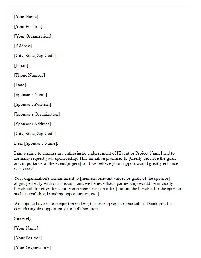 Letter template of sponsorship endorsement letter