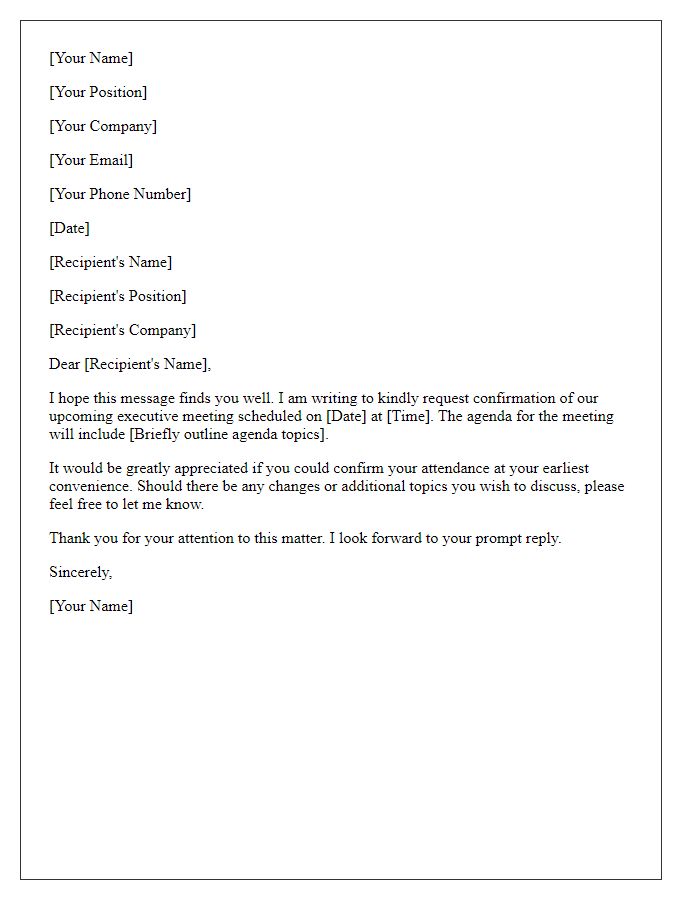 Letter template of request for executive meeting confirmation