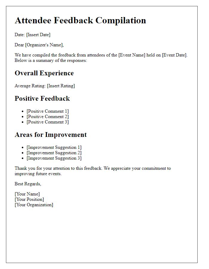 Letter template of attendee feedback compilation