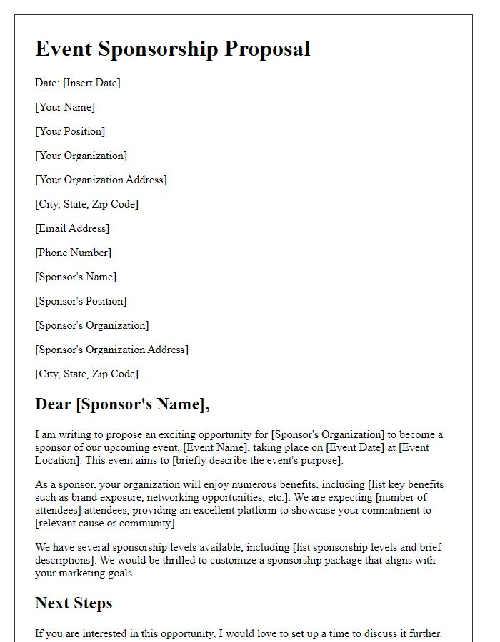 Letter template of event sponsorship proposal