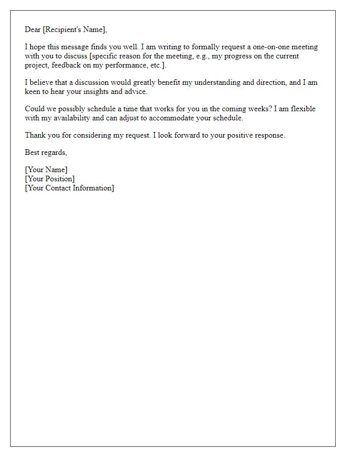 Letter template of appeal for a one-on-one meeting