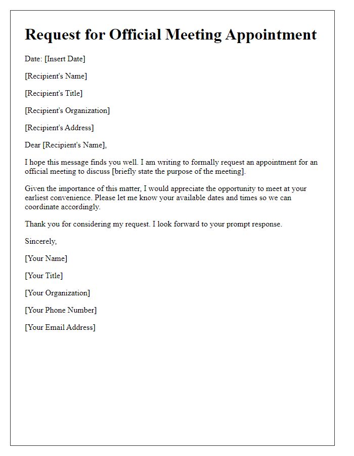 Letter template of demand for an official meeting appointment