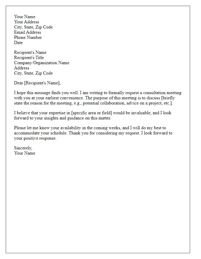 Letter template of request for consultation meeting