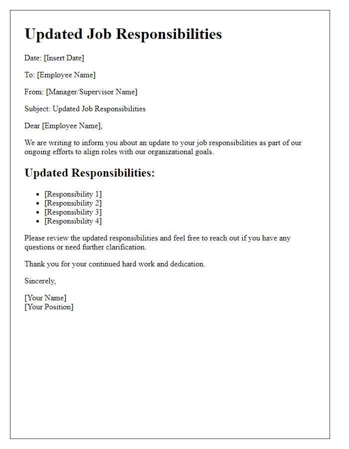 Letter template of updated job responsibilities