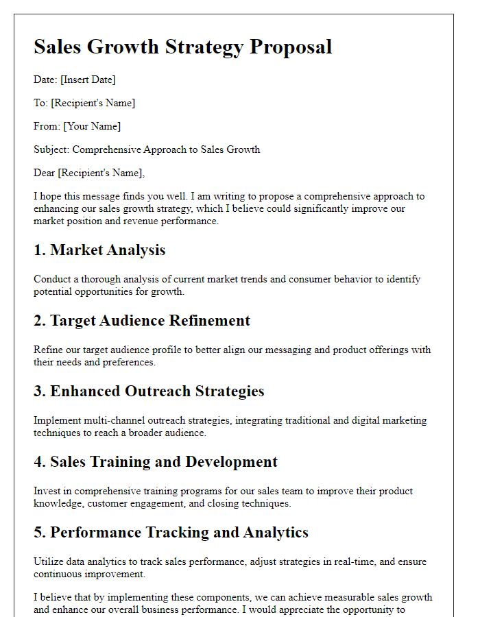 Letter template of a comprehensive approach to sales growth.