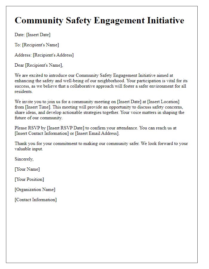 Letter template of community safety engagement initiative