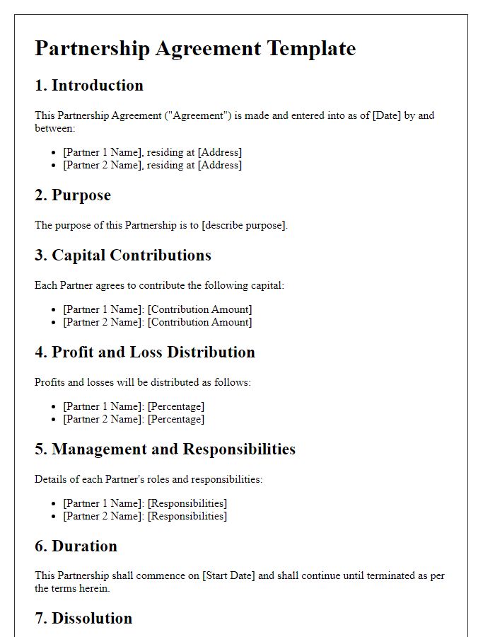 Letter template of partnership agreement outline