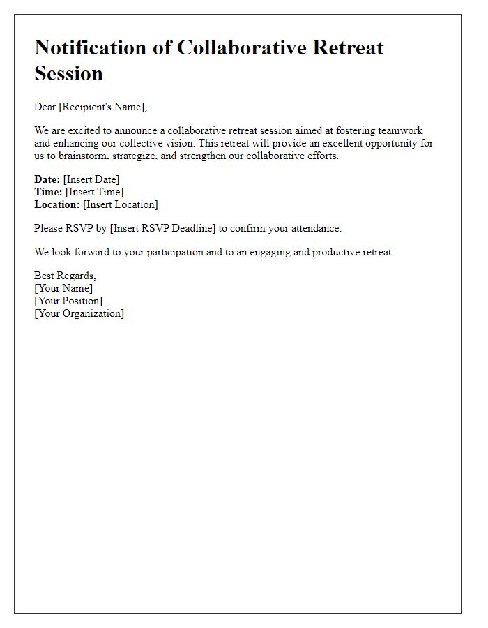 Letter template of notification for collaborative retreat session