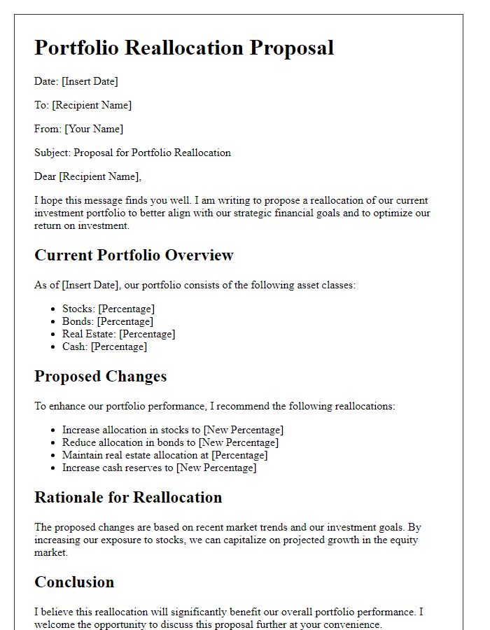 Letter template of portfolio reallocation proposal