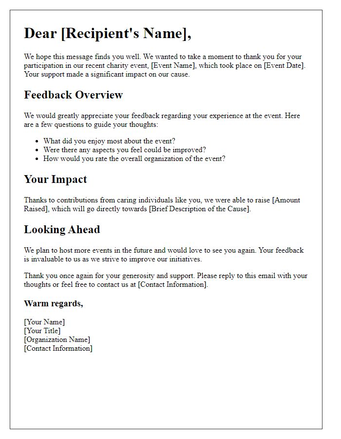 Letter template of charity event feedback