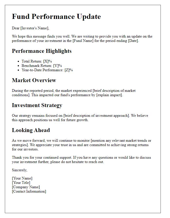 Letter template of fund performance communication.