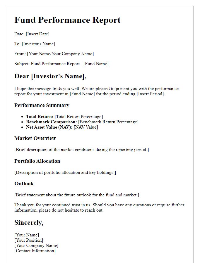 Letter template of fund performance report.