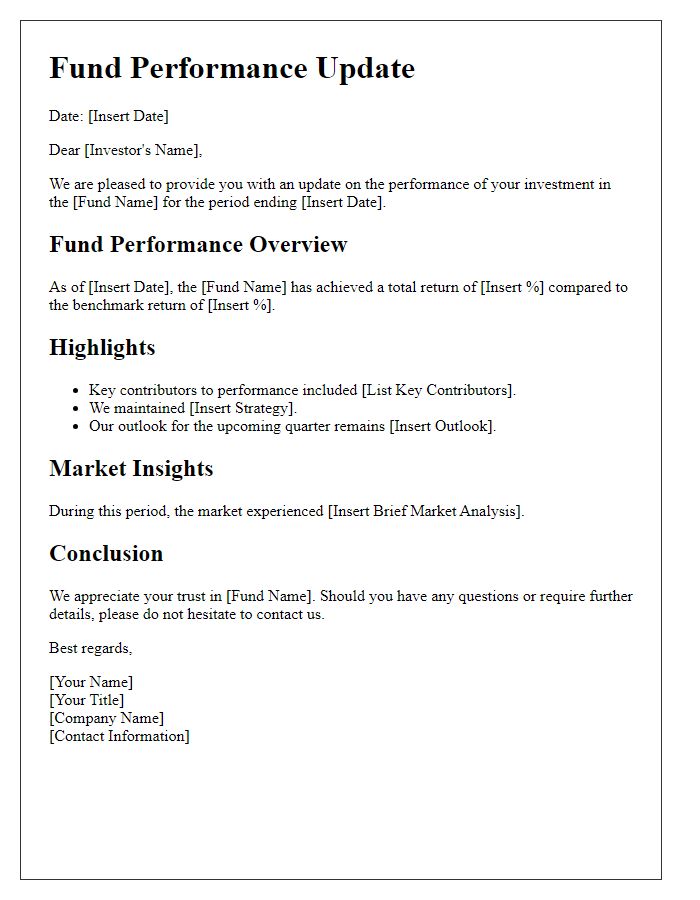 Letter template of fund performance update.