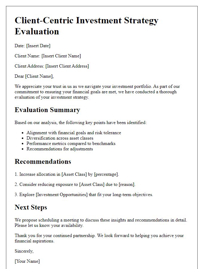 Letter template of Client-Centric Investment Strategy Evaluation