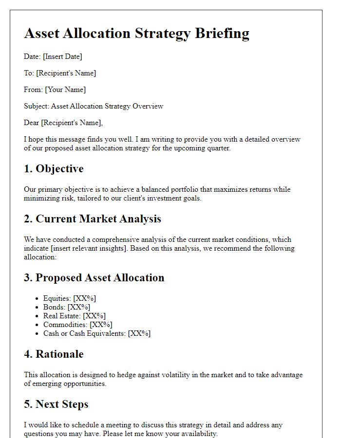 Letter template of asset allocation strategy briefing