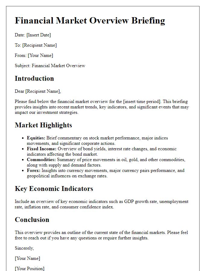 Letter template of financial market overview briefing