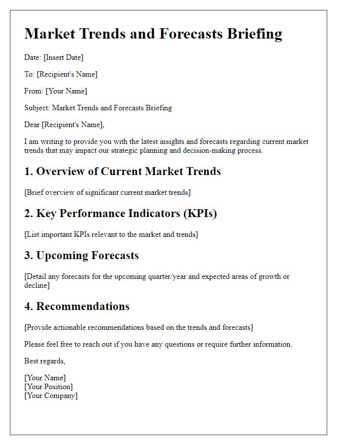 Letter template of market trends and forecasts briefing