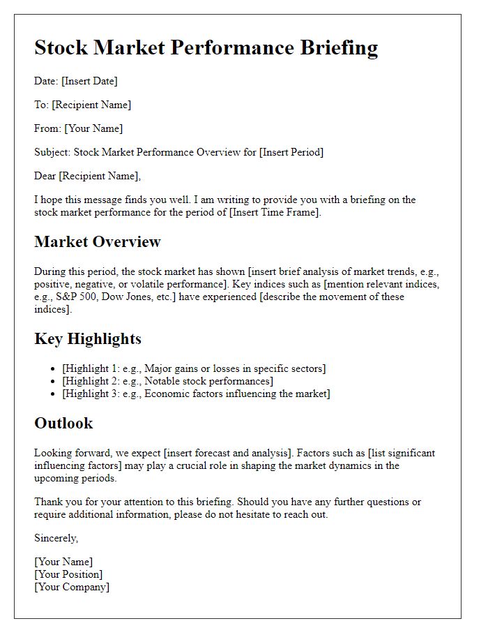 Letter template of stock market performance briefing