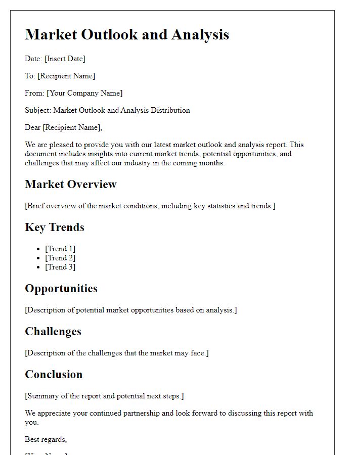 Letter template of market outlook and analysis distribution