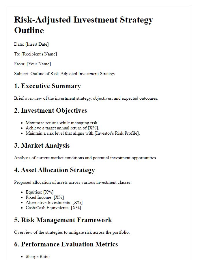 Letter template of risk-adjusted investment strategy outline