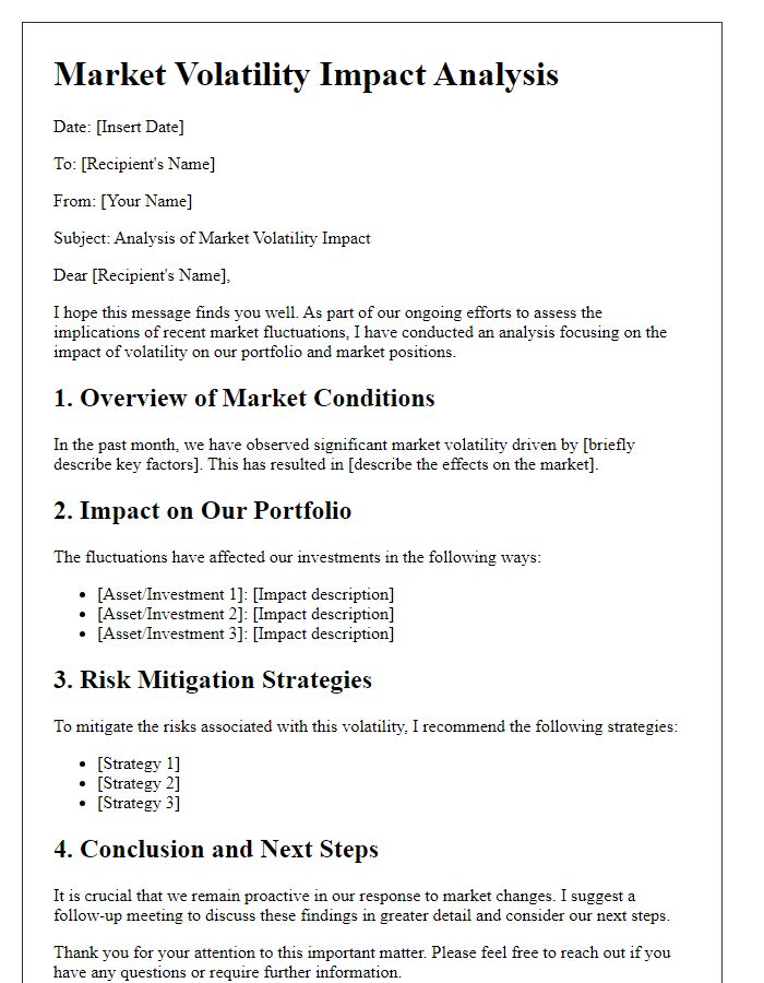 Letter template of market volatility impact analysis for financial analysts