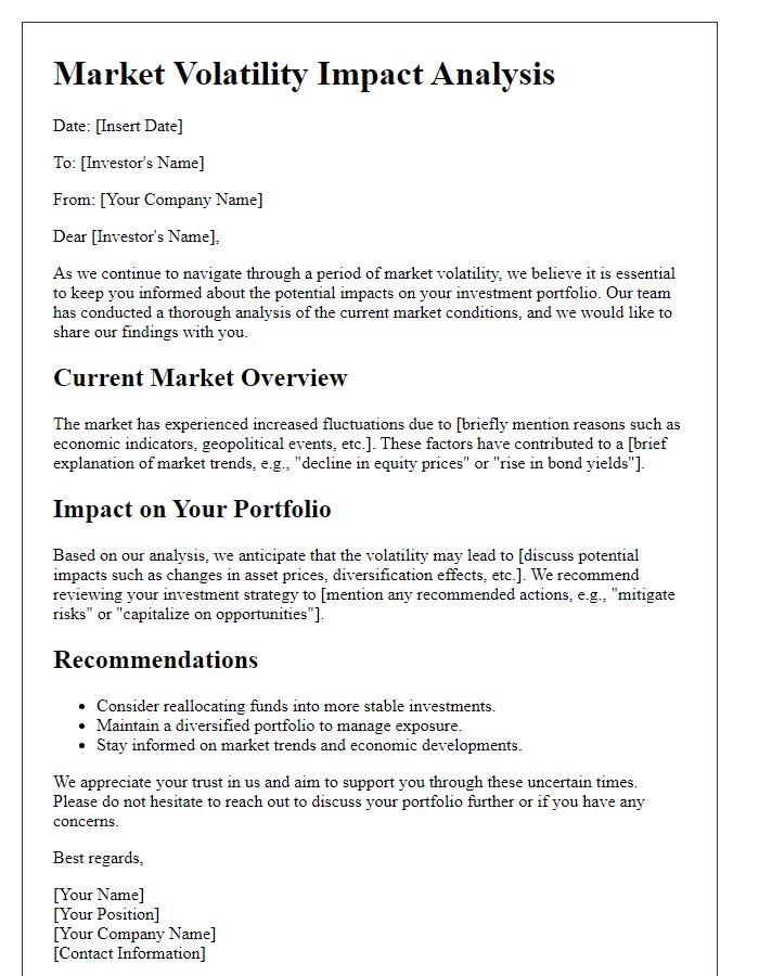 Letter template of market volatility impact analysis for investors