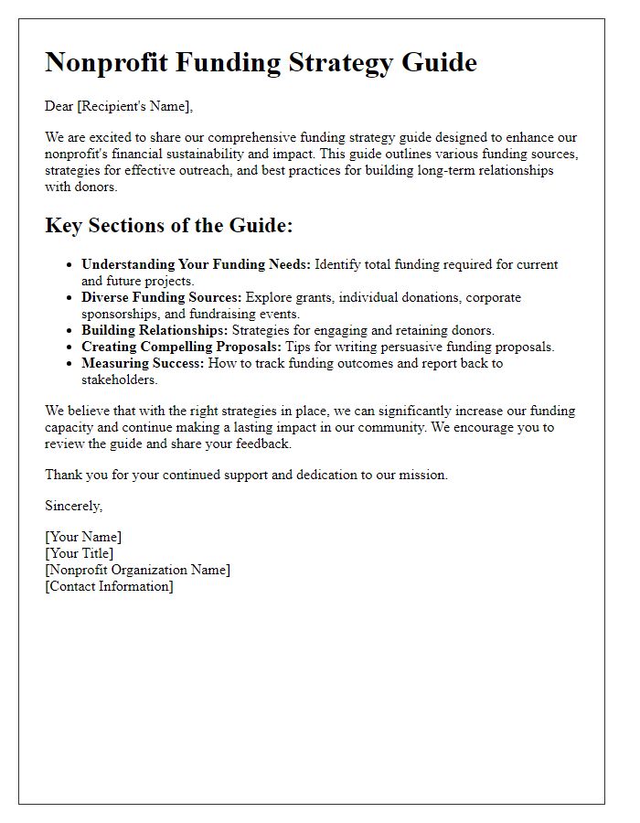 Letter template of nonprofit funding strategy guide