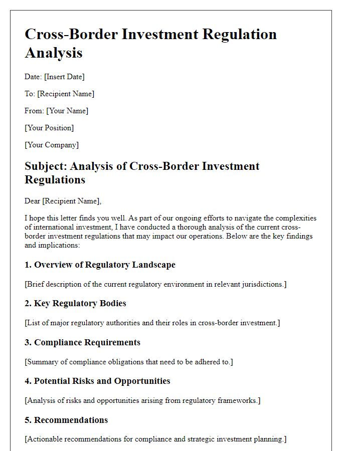 Letter template of cross-border investment regulation analysis.