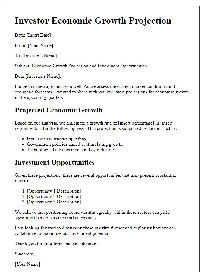 Letter template of Investor Economic Growth Projection