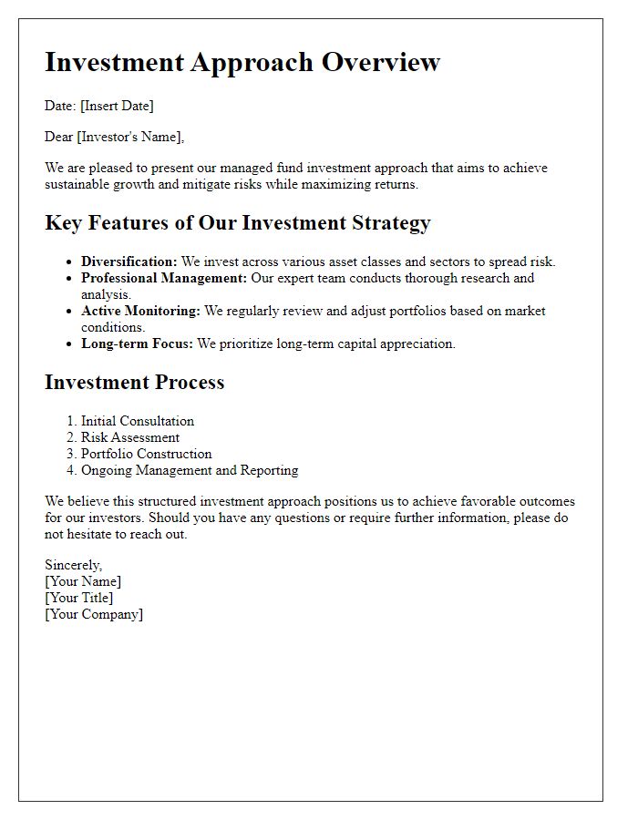 Letter template of managed fund investment approach