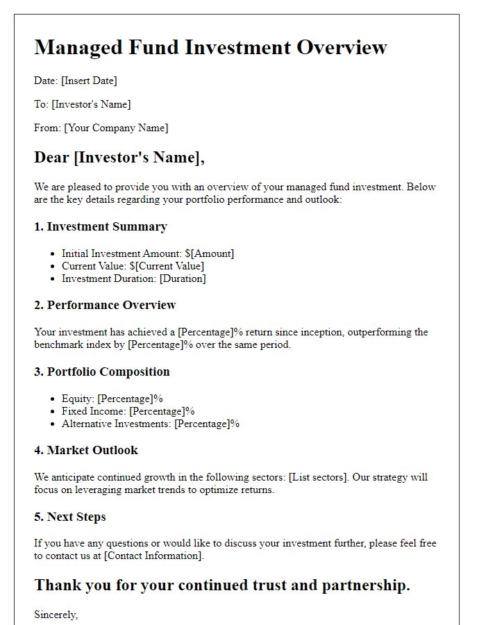 Letter template of managed fund investment overview