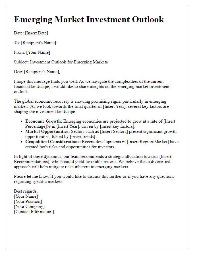 Letter template of emerging market investment outlook.