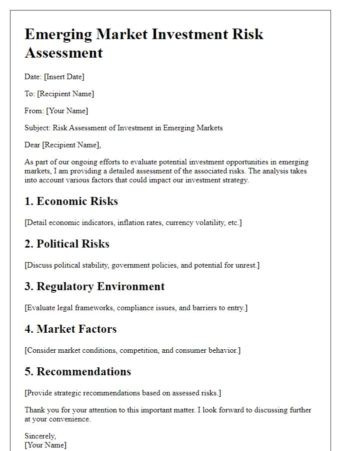 Letter template of emerging market investment risk assessment.