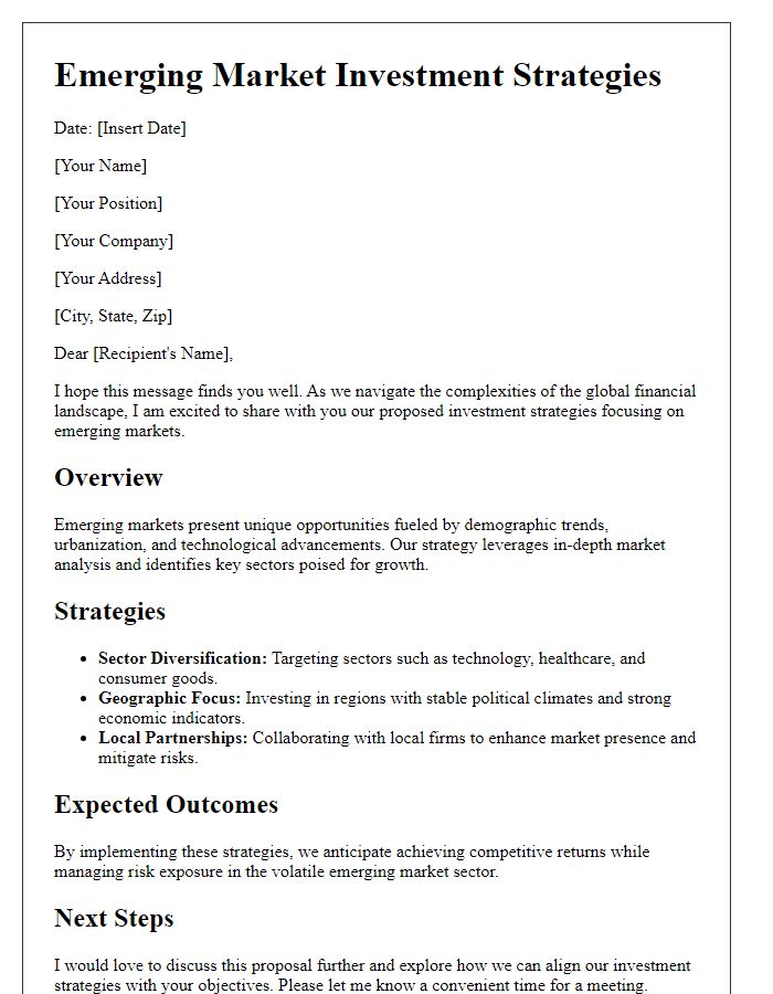 Letter template of emerging market investment strategies.