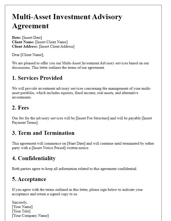 Letter template of multi-asset investment advisory agreement