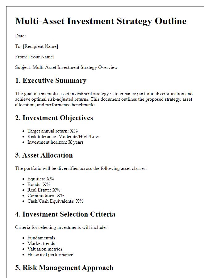 Letter template of multi-asset investment strategy outline