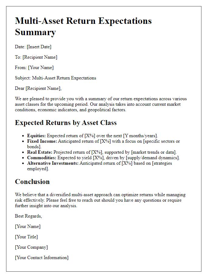 Letter template of multi-asset return expectations summary