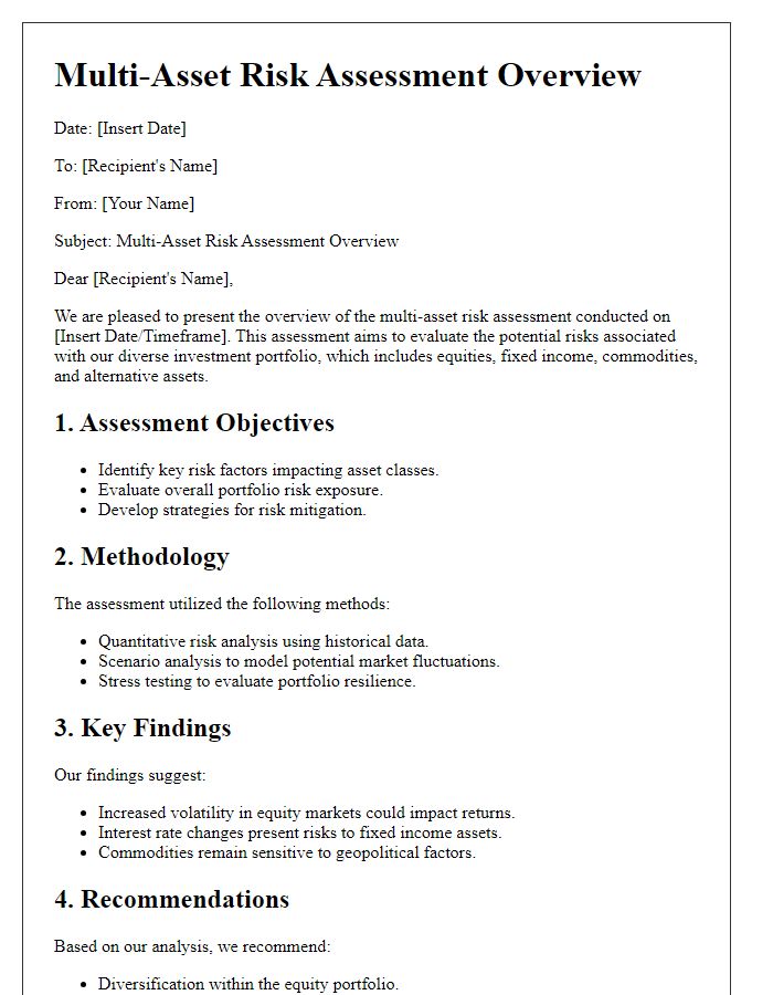 Letter template of multi-asset risk assessment overview