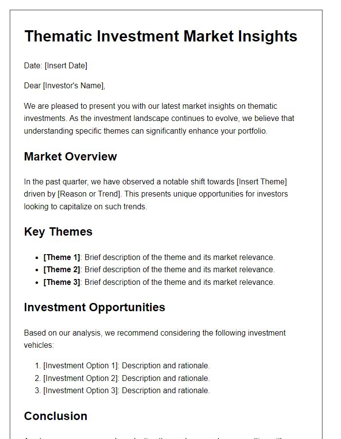 Letter template of thematic investment market insights