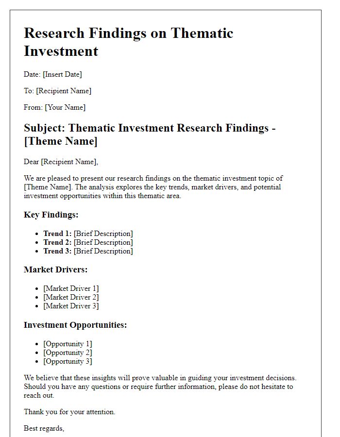 Letter template of thematic investment research findings