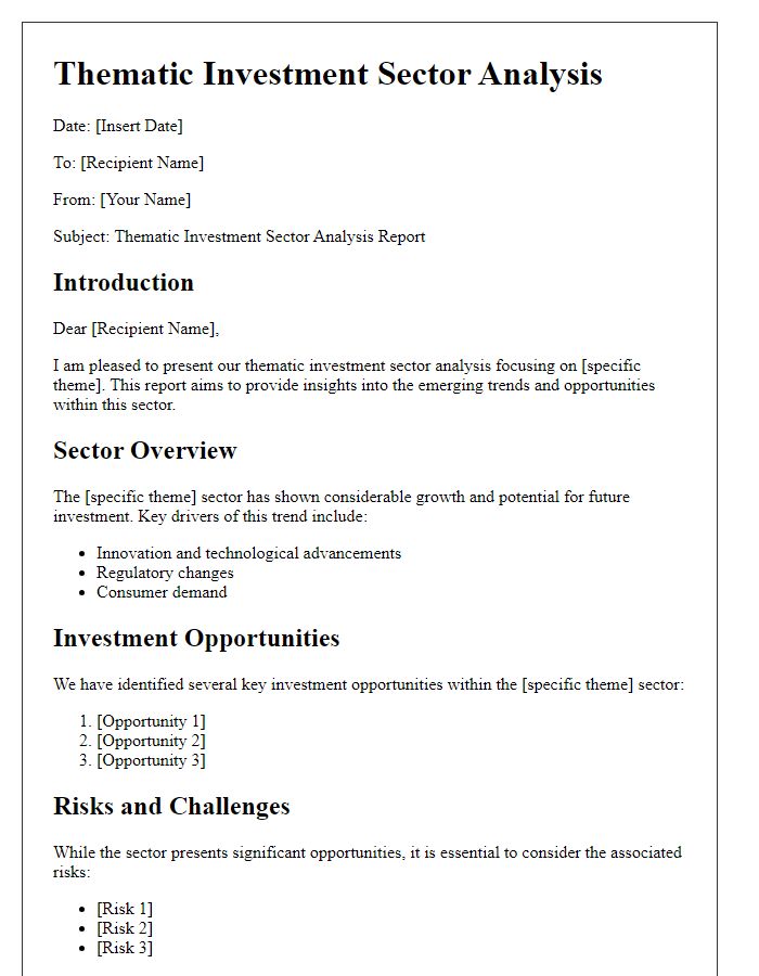 Letter template of thematic investment sector analysis