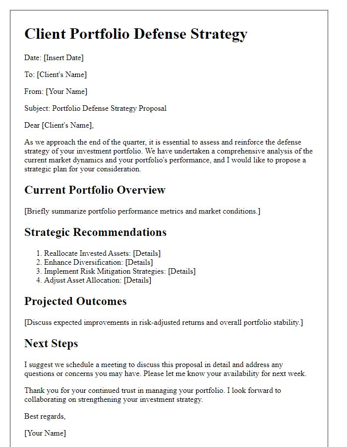 Letter template of client portfolio defense strategy