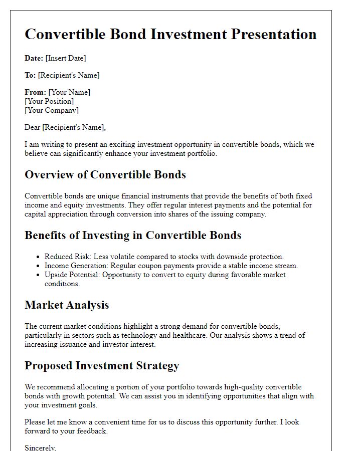 Letter template of convertible bond investment presentation