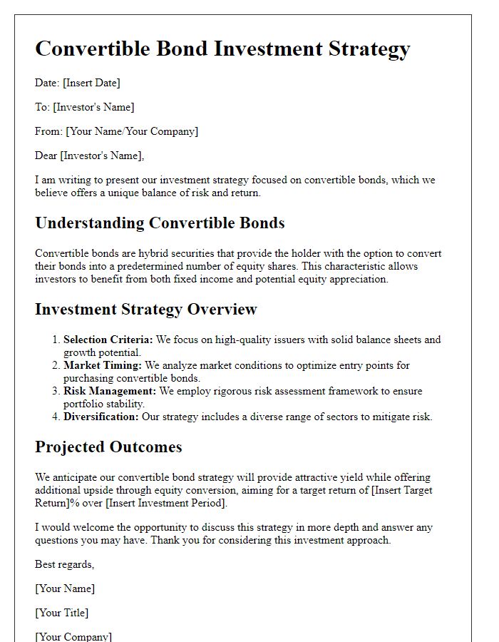 Letter template of convertible bond investment strategy