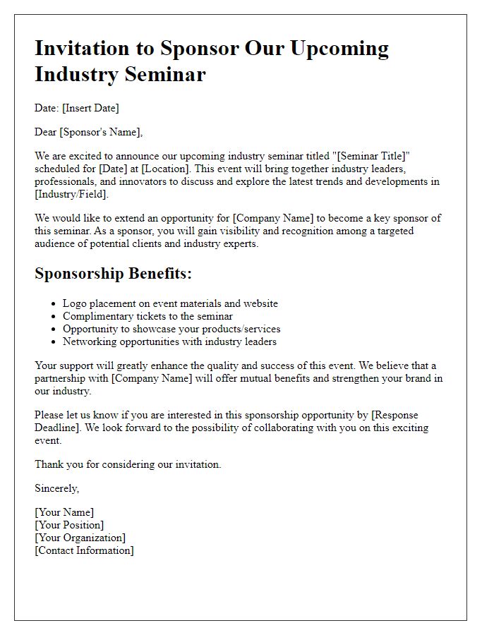 Letter template of sponsorship invitation for industry seminar