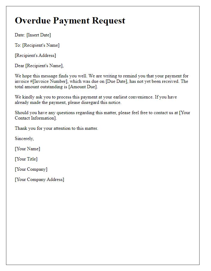 Letter template of overdue payment request