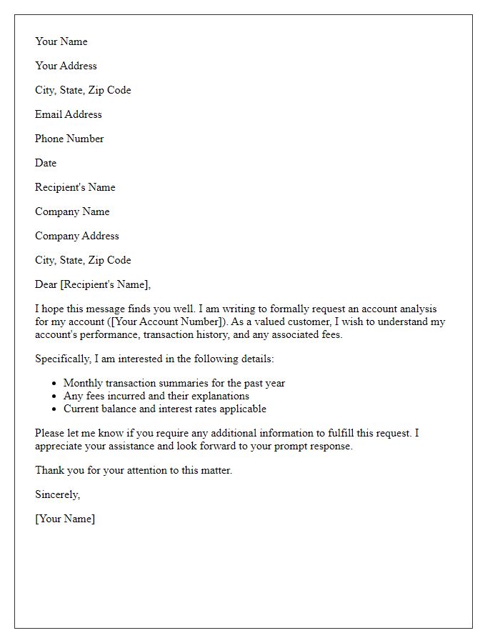 Letter template of account analysis request