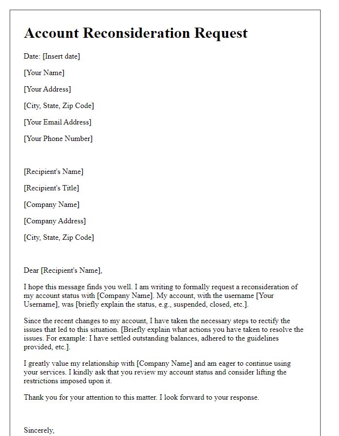 Letter template of account reconsideration request
