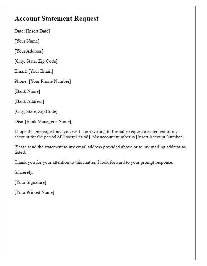 Letter template of account statement request